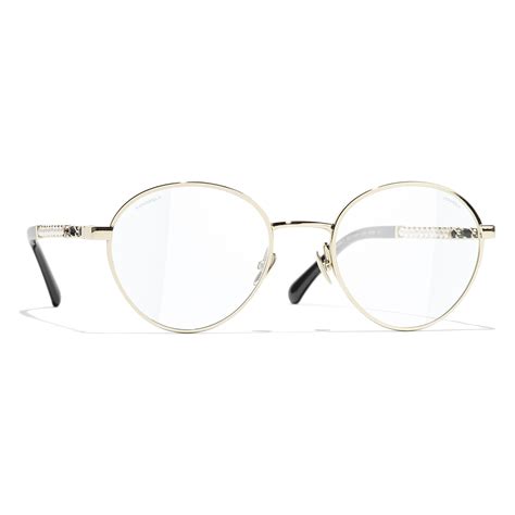 chanel hyperrose glass|Round Blue Light Glasses Metal & Glass Pearls Light Gold.